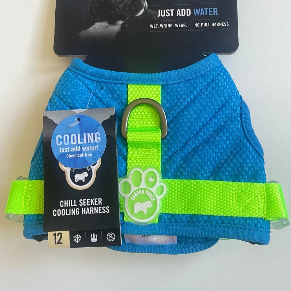 Canada Pooch Chill Seeker Cooling Harness - Blue/Green - Size 12
